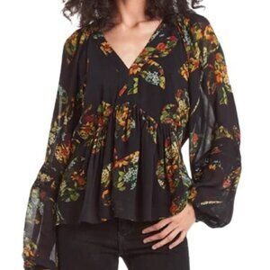 Super Natural Collection Rochelle Floral Blouson-Sleeve Top